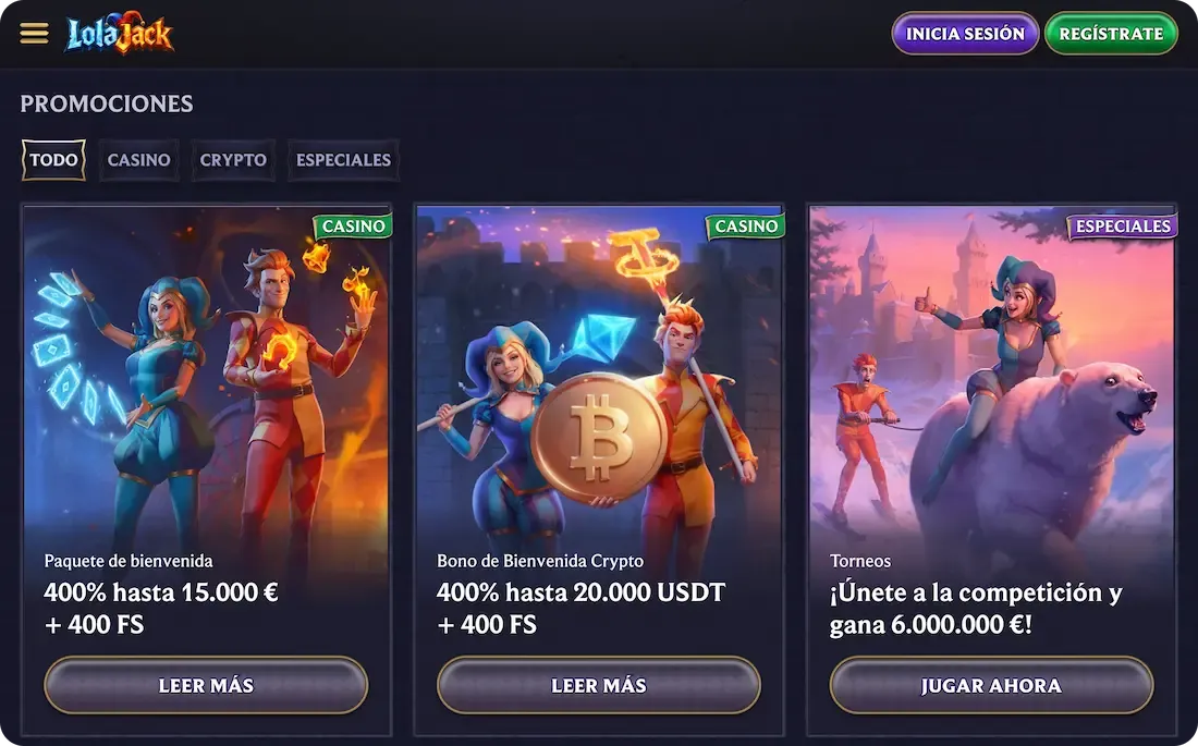 bonos del casino lolajack