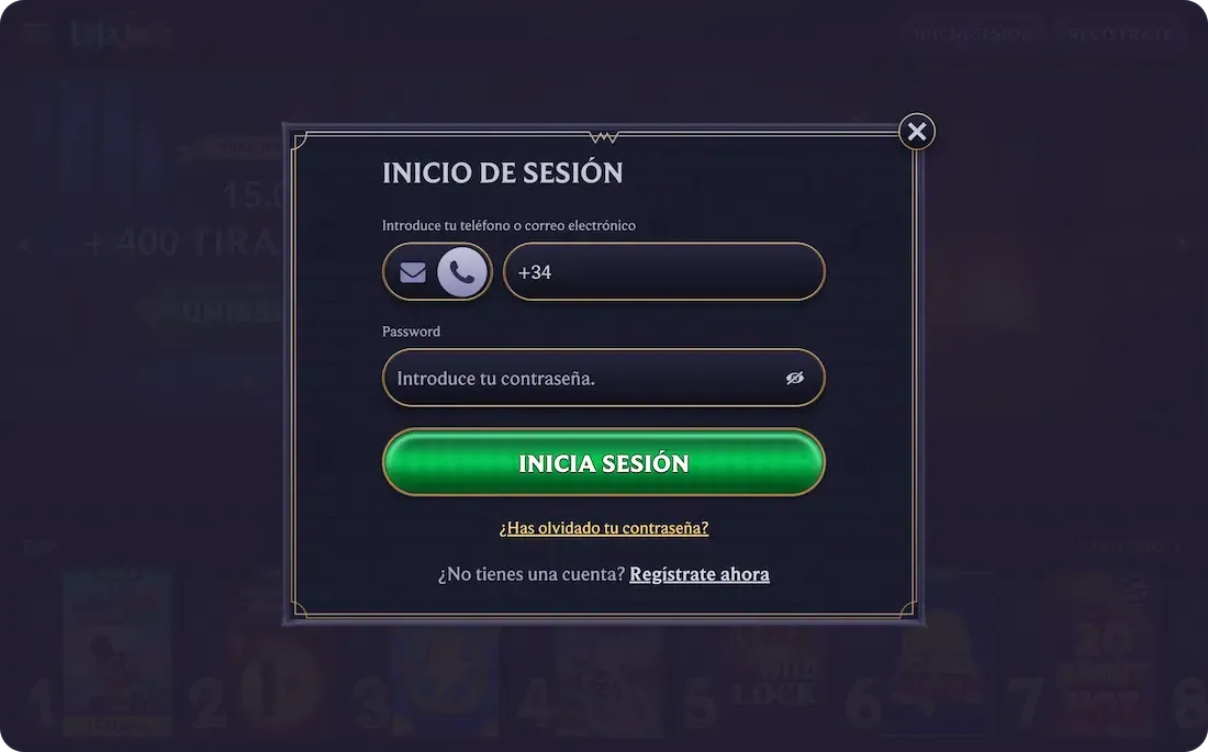 iniciar sesión en el casino lolajack con numero de telefono